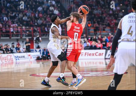 Athènes, Lombardie, Grèce. 9th mars 2023. 0 THOMAS WALKUP de l'Olympiacos Pirée lors de l'Euroligue, Round 28, match entre l'Olympiacos Pirée et le FC Bayern Munich au stade de la paix et de l'amitié de 9 mars 2023, à Athènes, Grèce. (Credit image: © Stefanos Kyriazis/ZUMA Press Wire) USAGE ÉDITORIAL SEULEMENT! Non destiné À un usage commercial ! Banque D'Images