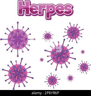 Illustration du virus herpès simplex sur fond blanc Illustration de Vecteur