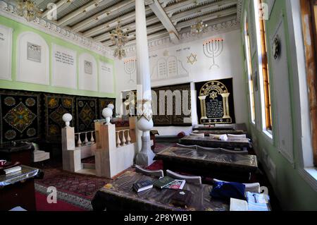 L'intérieur de la synagogue juive du vieux Boukhari à Boukhara, en Ouzbékistan. Banque D'Images