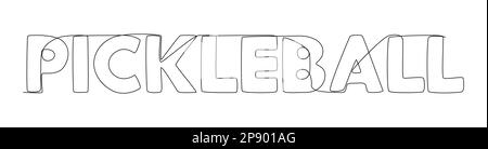 Une ligne continue de mot Pickleball. Concept de vecteur d'illustration à trait fin. Dessin de contour idées créatives. Illustration de Vecteur