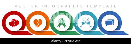 Ensemble d'icônes d'amour, diverses icônes telles que cœur, badge, toast et chat pour les applications Web et mobiles, modèle vectoriel d'infographie de conception plate Illustration de Vecteur