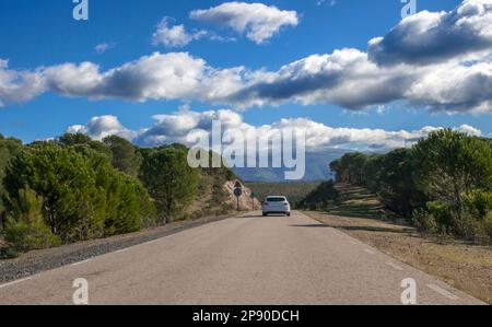 Local Road CC-168 à la périphérie de Granadilla, Espagne. Route panoramique de grande valeur Banque D'Images