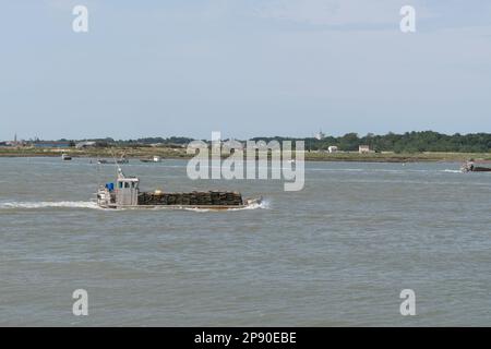 Bateau de transport d'huîtres à Marennes d'oléron France Banque D'Images