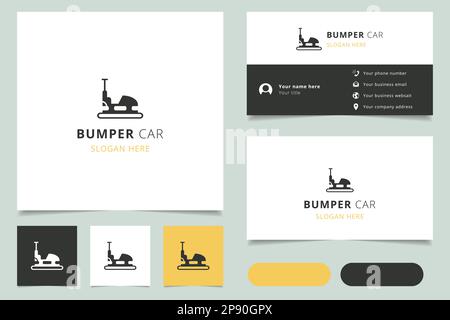 Logo « Bumper car » avec texte modifiable. Modèle de livre de marque et de carte de visite. Illustration de Vecteur