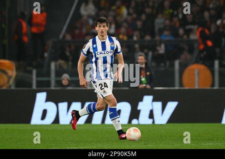 Rome, Italie. 09th mars 2023. Robin le Normand (Real Sociedad) lors du match de football de l'UEFA Europa League 2022-2023 entre AS Roma et Real Sociedad au stade olympique de Rome sur 09 mars 2022. Crédit : Agence photo indépendante/Alamy Live News Banque D'Images