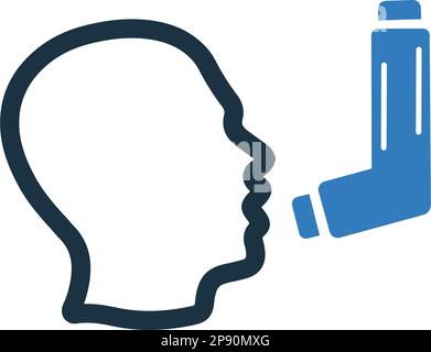 Icône asthme, respiration, inhalateur. Utilisation pour les projets commerciaux, les supports d'impression, le Web ou tout type de projet de conception. Illustration de Vecteur