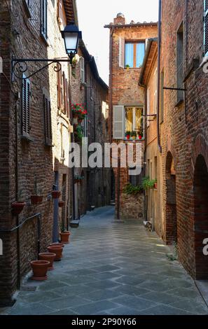 Città della Pieve (Italie) - Une vieille ville suggestive dans la province de Pérouse, en Ombrie, avec une architecture de renaissance. Ici le centre historique Banque D'Images