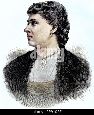 Prinzessin Beatrice des Vereinigten Königreichs, Beatrice Mary Victoria Feodore, später Prinzessin Henry von Battenberg, 1857 - 1944, Historisch, digital restaurierte Reproduktion von einer Vorlage aus dem 19. Jahrhundert Banque D'Images