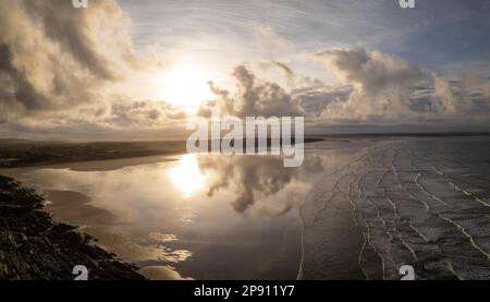 Plage de Saunton Sands, Devon - Drone photo panoramique aérienne Banque D'Images