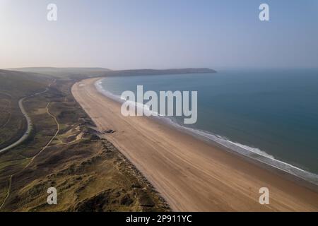 Plage de Woolacombe, Devon - Drone photo aérienne Banque D'Images