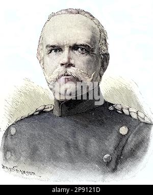 Georg Leo Graf von Caprivi de Caprera de Montecucoli, Graf Georg Leo von Caprivi, Caprera und Montecucoli, geboren als Georg Leo von Caprivi, 1831 -1899, war ein ein scher General und Staatsmann, situation aus der Zeit des Deutsch-Französischen Krieges oder Deutsch-Franzöchen Krieges, 1870-1871, deutschisch,- Digital restaurierte Reproduktion von einer Vorlage aus dem 19. Jahrhundert Banque D'Images