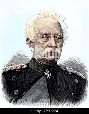 Karl Friedrich von Steinmetz, 1796 - 1877, war ein deutscher Generalfeldmarschall. Er wurde in Eisenach geboren und trat in die Armee Preußens während des Befreiungskrieges ein, situation aus der Zeit des Deutsch-Französischen Krieges, 1870-1871, Historisch, restaurant numérique Reproduktion von einer Vorlage aus dem 19. Jahrhundert Banque D'Images