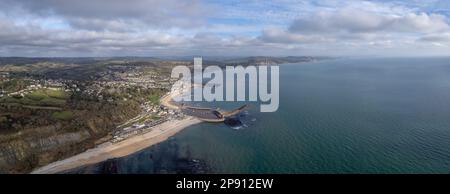 Lyme Regis, Dorset Drone photo panoramique aérienne Banque D'Images