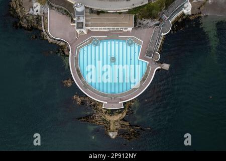 Intérieur Lido, Plymouth, Devon photo panoramique aérienne Banque D'Images