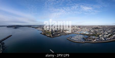 Citadelle, batterie de la reine Anne, Plymouth, Devon photo panoramique aérienne Banque D'Images