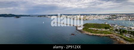 Mount Batten & Plymouth Sound, Plymouth, Devon photo panoramique aérienne Banque D'Images