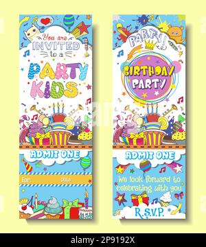 Modèle de carte d'invitation à la fête d'anniversaire pour enfants Vector Illustration de Vecteur