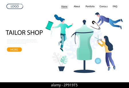 Modèle de conception de page d'arrivée de site Web de vecteur de boutique sur mesure Illustration de Vecteur