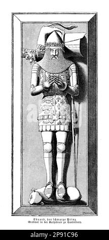 Edward le Prince Noir était le fils aîné du roi Edward III d'Angleterre, et un commandant militaire de premier plan pendant la guerre de cent ans. Il a gagné son surnom pour son armure noire, et était connu pour sa chivalerie, son courage et ses prouesses militaires. Il est mort au jeune âge de 45 ans, avant de pouvoir succéder à son père comme roi Banque D'Images