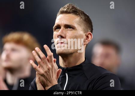 Nils Petersen de SC Freiburg regarde pendant la manche de l'UEFA Europa League de 16 match de la première jambe entre Juventus FC et SC Freiburg au stade Allianz sur 9 mars 2023 à Turin, Italie . Banque D'Images