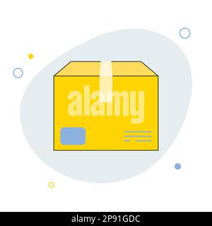 Boîte en carton de style dessin animé ou emballage de livraison isolé. Icône minimale. Illustration vectorielle plate Illustration de Vecteur