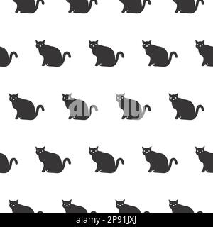 motif sans couture avec chats et coeurs dessinés à la main Illustration de Vecteur