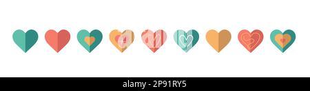 Collection de coeur, icônes de couleur ensemble de symboles d'amour,. Illustration vectorielle Illustration de Vecteur