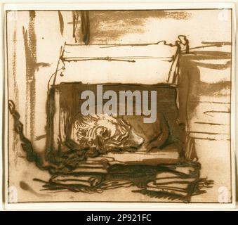 Sleeping Watchdog (1637 - 1640) par Rembrandt Banque D'Images