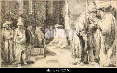 Les Juifs dans la Synagogue 1648 par Rembrandt Banque D'Images
