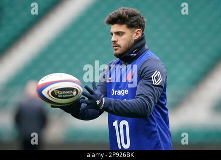 Romain Ntamack en France pendant une course de capitaine au stade de Twickenham, Londres. Date de la photo: Vendredi 10 mars 2023. Banque D'Images