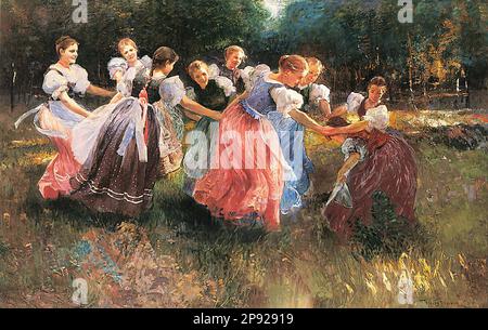 Ujváry Ignác - A tavasz szertartása - Magyar Iskola - XIX - Ujvvary Ignac - le Rite du Printemps - Ecole hongroise - 19th siècle Banque D'Images