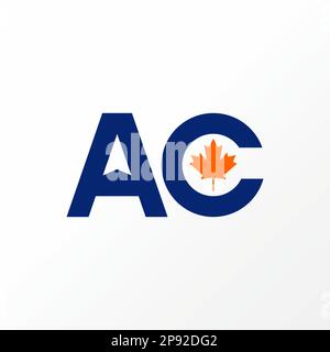 Logo design Graphic concept créatif abstrait premium libre vecteur lettre AC sans serif police avec flèche plan feuille d'érable liée au monogramme Illustration de Vecteur