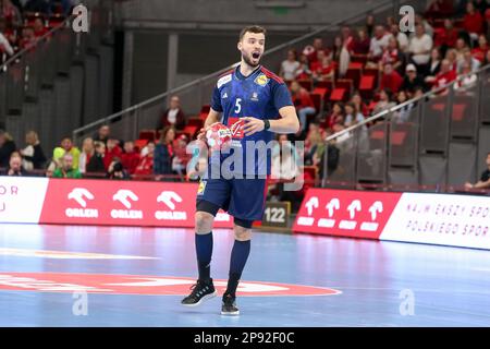 Gdansk, Pologne. 08th mars 2023. Nedim Remili en action pendant la phase 2nd du match de qualification EHF 2024 entre la Pologne et la France à l'Ergo Arena. (Note finale; Pologne 28:38 France). Crédit : SOPA Images Limited/Alamy Live News Banque D'Images