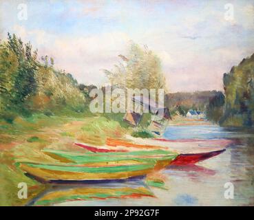 Boote und Schuppen am Ufer der Seine (bateaux et shed aux bords de Seine) par le peintre impressionniste français Gustave Caillebotte au Musée Wallraf-Richartz, Cologne, Allemagne Banque D'Images