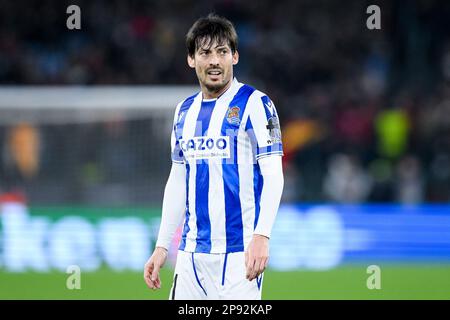 Rome, Italie. 24th févr. 2023. David Silva de Real Sociedad regarde pendant la manche de l'UEFA Europa League de 16 leg un match entre Roma et Real Sociedad au Stadio Olimpico, Rome, Italie, le 9 mars 2023. Credit: Giuseppe Maffia/Alay Live News Banque D'Images