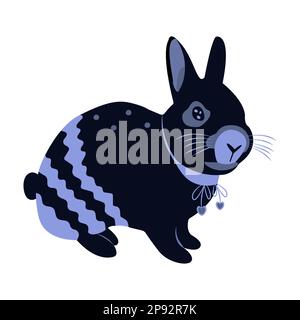 Joli lapin noir d'eau, le symbole de 2023 Illustration de Vecteur