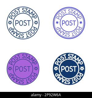 Icône d'estampillage circulaire définie en style plat et ligne. Symbole d'étiquette postale. Illustration vectorielle. Illustration de Vecteur