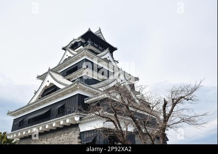 Le château de Kumamoto détruit par un incendie mais le gouverneur reconstruit et conserve au Japon Banque D'Images