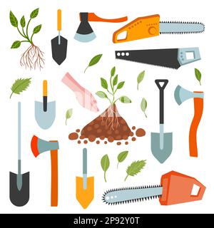 Ensemble d'outils de jardinage vectoriels Illustration de Vecteur