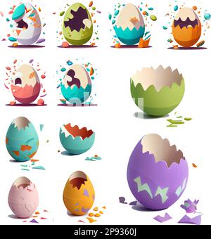 définir l'illustration vectorielle de l'ester coloré oeuf isolat sur fond blanc Illustration de Vecteur