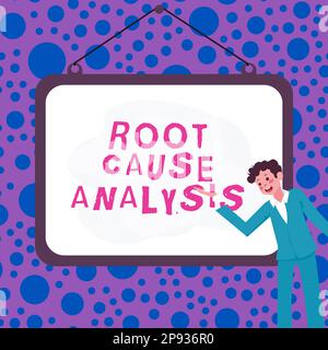 Affiche l'analyse des causes premières. Mot pour la méthode de résolution des problèmes identifier le défaut ou le problème Banque D'Images