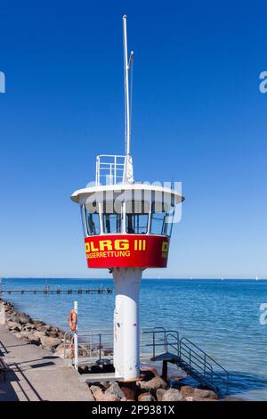 DLRG- Tour de secours, Lübeck-Travemünde, Schleswig-Holstein, Allemagne, Europe Banque D'Images