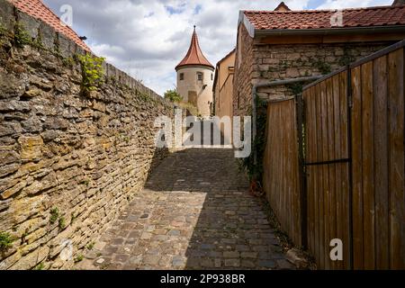 Mur de ville autour de la vieille ville de Mainbernheim, quartier de Kitzingen, Basse-Franconie, Bavière, Allemagne Banque D'Images