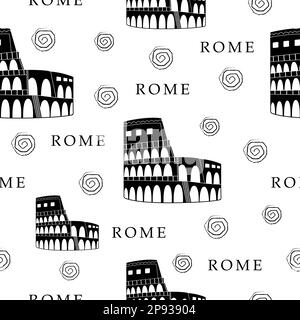 Rome, motif noir et blanc sans couture Illustration de Vecteur