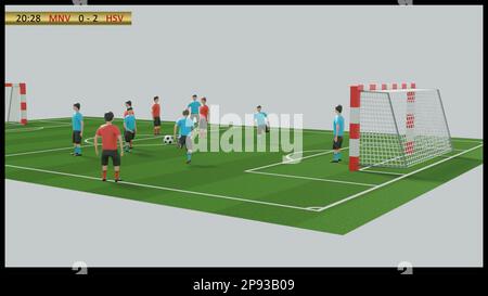 Sports jeu vidéo, illustration. Joueurs de football sur le terrain Banque D'Images