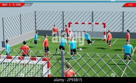 Sports jeu vidéo, illustration. Joueurs de football sur le terrain Banque D'Images