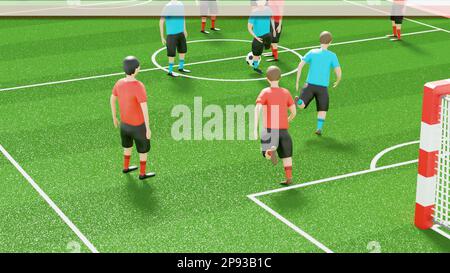 Sports jeu vidéo, illustration. Joueurs de football sur le terrain Banque D'Images