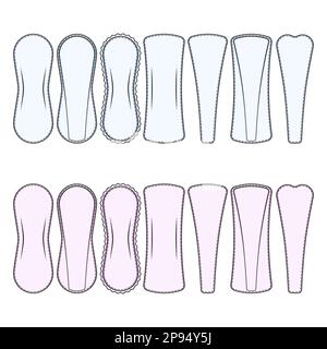 Ensemble d'illustrations de couleur avec des doublures de culotte. Objets vectoriels isolés sur fond blanc. Illustration de Vecteur