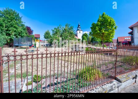 Église, St. Marie, façade de maison, vue sur le village, Streufdorf, Thuringe, Allemagne, Europe, Banque D'Images