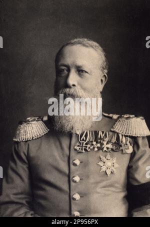 1890 c, ALLEMAGNE : FREDERICK I, Grand-duc de BADEN ( Frederick Wilhelm Ludwig ) ( 1826 - 1907 ) . Il était le troisième fils du Grand-Duc Léopold ( 1790 - 1852 ) et de sa femme, la Grande Duchesse Sophie ( 1801 - 1865 ), née Princesse de Suède, fille du Roi Gustav IV Adolf de Suède. En 1856, il épousa la princesse Louise de Prusse, fille de Guillaume I Hohenzollern (alors prince héritier) et de son épouse, l'impératrice Augusta, née en tant que princesse de Saxe-Weimar. Le couple avait trois enfants: 1) le Grand-Duc Frederick II (1857-1928), qui fut le dernier Grand-Duc après la chute des monarchies allemandes Banque D'Images